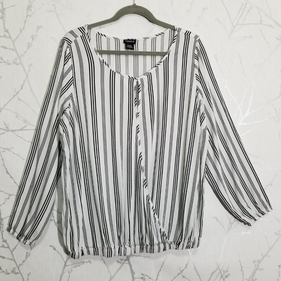 Torrid Ivory Striped Surplice Blouse - Picture 2 of 4
